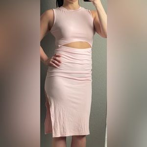 Pink Bodycon dress with cutout-XS